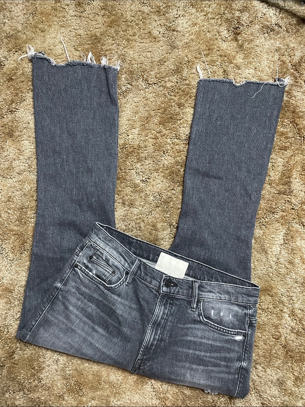 MOTHER Jean The Insider Crop Step Fray Black/Gray Size 30